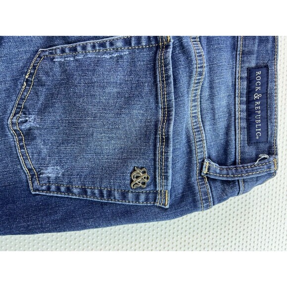 ROCK & REPUBLIC Kasandra Flare Distressed Denim Jeans Women's Size 6 - Picture 4 of 10